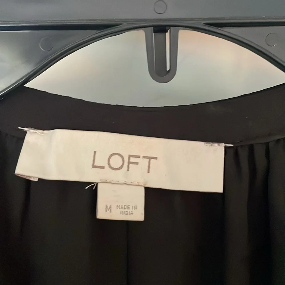 Loft romantic black blouse with metallic design. SZ M - Picture 2 of 8